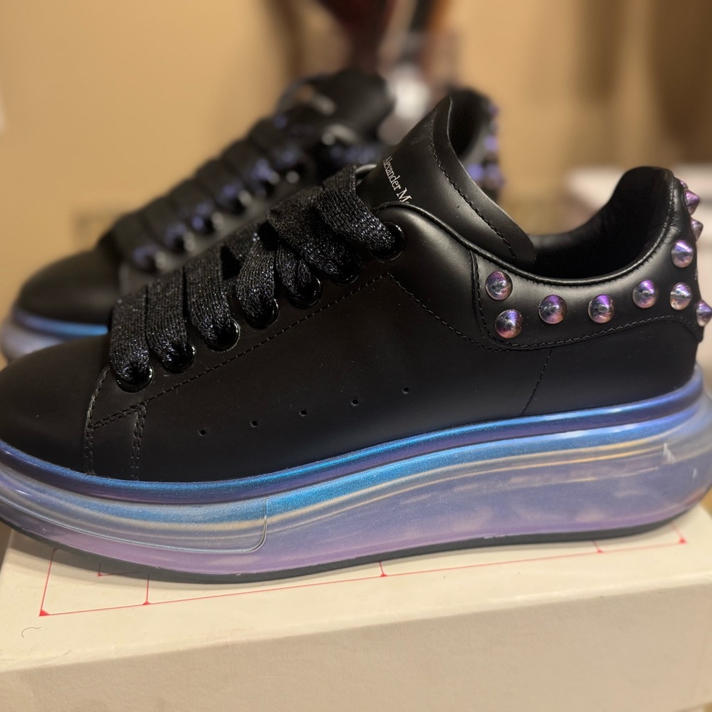 Alexander McQueen Black and Purple Studded Sneakers